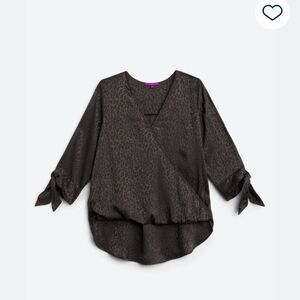 Womens Leopard Print Wrap Top - Black